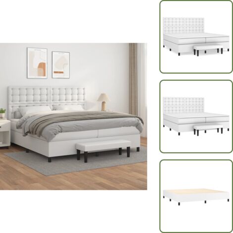 Letto con materasso in similpelle - vidaXL Giroletto a Molle con Materasso Bianco 200x200cm in Similpelle - Panca multifunzionale