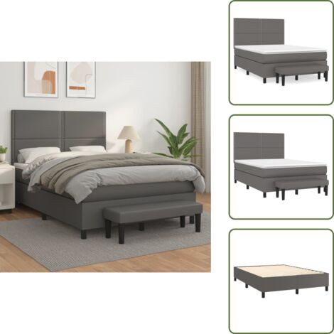 Letto con materasso in similpelle - vidaXL Giroletto a Molle con Materasso Grigio 140x190 cm in Similpelle - Panca multifunzionale
