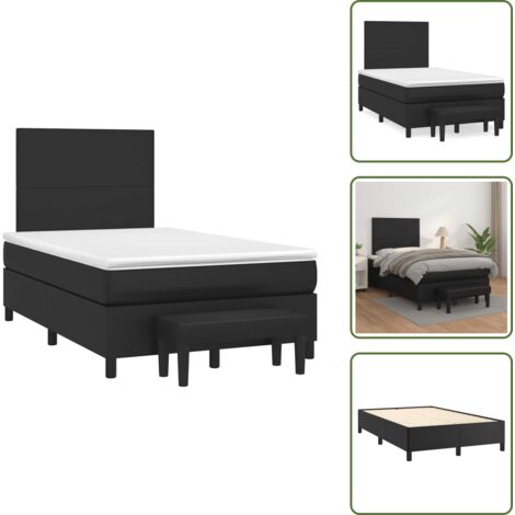 Letto con materasso in similpelle - vidaXL Giroletto a Molle con Materasso Nero 120x190 cm in Similpelle - Letto con coprimaterasso