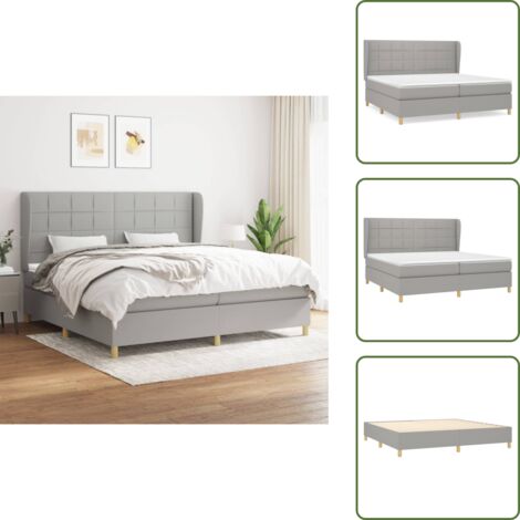 Letto con materasso insacchettato - vidaXL Giroletto a Molle con Materasso Grigio Chiaro 200x200cm Tessuto - Letto con schiuma
