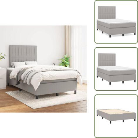 Letto con materasso morbido - vidaXL Giroletto a Molle con Materasso Grigio Chiaro 120x200cm Tessuto - Letto con schiuma