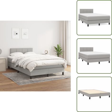 Letto con materasso morbido - vidaXL Giroletto a Molle con Materasso Grigio Chiaro 120x200cm Tessuto - Letto con schiuma