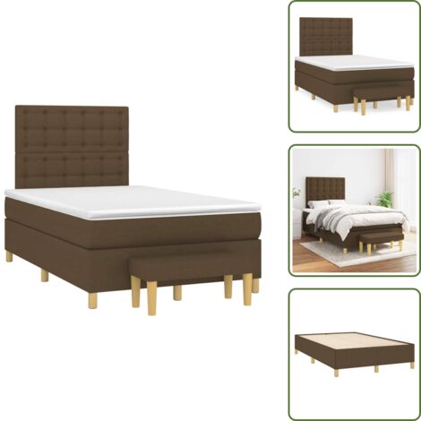 Letto con materasso morbido - vidaXL Giroletto a Molle con Materasso Marrone Scuro 120x190cm Tessuto - Panca multifunzionale
