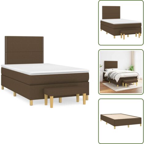 Letto con materasso morbido - vidaXL Giroletto a Molle con Materasso Marrone Scuro 120x190cm Tessuto - Panca multifunzionale
