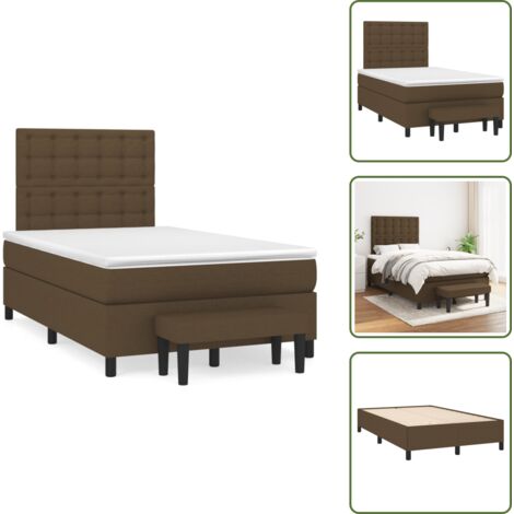 Letto con materasso morbido - vidaXL Giroletto a Molle con Materasso Marrone Scuro 120x190cm Tessuto - Panca multifunzionale