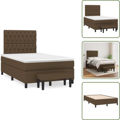 Letto con materasso morbido - vidaXL Giroletto a Molle con Materasso Marrone Scuro 120x190cm Tessuto - Panca multifunzionale