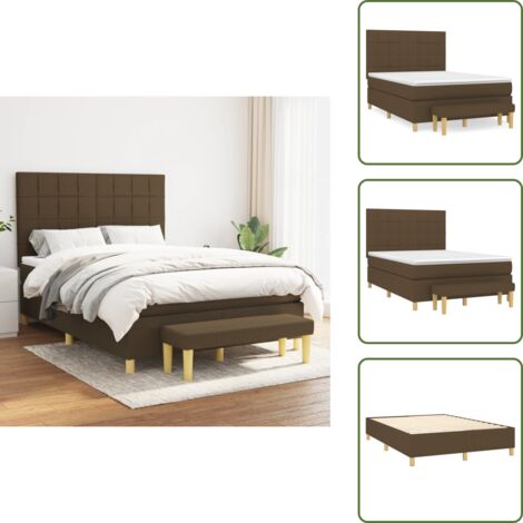 Letto con materasso morbido - vidaXL Giroletto a Molle con Materasso Marrone Scuro 140x200cm Tessuto - Panca multifunzionale