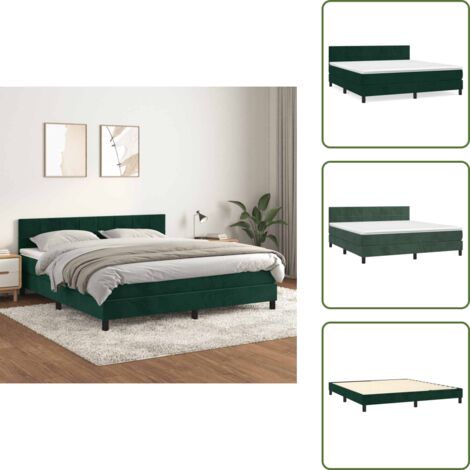 Letto con materasso morbido - vidaXL Giroletto a Molle con Materasso Verde Scuro 160x200 cm Velluto - Letto con velluto
