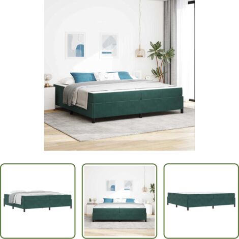 Letto con materasso -  Struttura del letto Verde Scuro 200 x 200 cm Tessuto