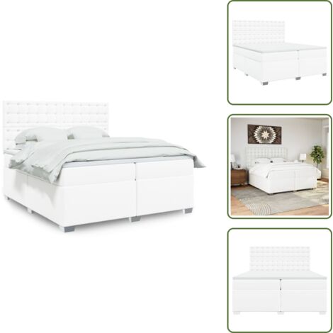 Letto con materasso - vidaXL Giroletto a Molle con Materasso Bianco 200x200cm in Similpelle - Letto con coprimaterasso