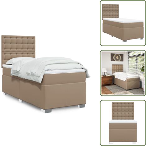 Letto con materasso - vidaXL Giroletto a Molle con Materasso Cappuccino 90x200 cm Similpelle - Letto con coprimaterasso