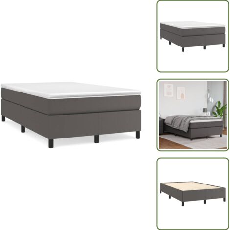 Letto con materasso - vidaXL Giroletto a Molle con Materasso Grigio 120x190 cm in Similpelle - Letto con molle insacchettate