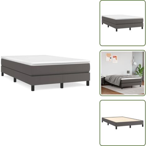 Letto con materasso - vidaXL Giroletto a Molle con Materasso Grigio 120x190 cm in Similpelle - Letto con molle insacchettate