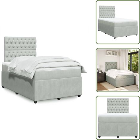 Letto con materasso - vidaXL Giroletto a Molle con Materasso Grigio Chiaro 120x190cm Velluto - Letto a molle
