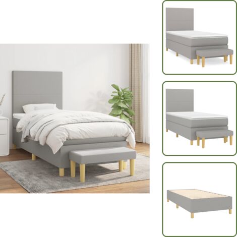 Letto con materasso - vidaXL Giroletto a Molle con Materasso Grigio Chiaro 90x190 cm Tessuto - Letto con coprimaterasso