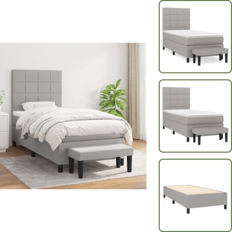 Letto con materasso - vidaXL Giroletto a Molle con Materasso Grigio Chiaro 90x190 cm Tessuto - Letto con coprimaterasso