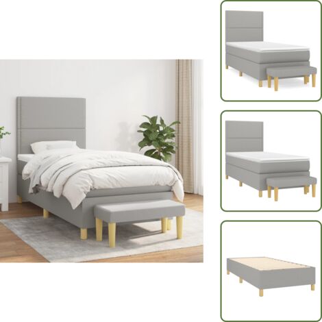Letto con materasso - vidaXL Giroletto a Molle con Materasso Grigio Chiaro 90x190 cm Tessuto - Letto con coprimaterasso