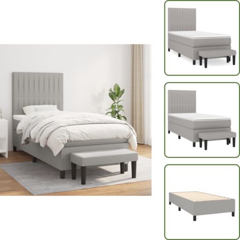 Letto con materasso - vidaXL Giroletto a Molle con Materasso Grigio Chiaro 90x190 cm Tessuto - Letto con coprimaterasso