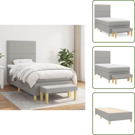 Letto con materasso - vidaXL Giroletto a Molle con Materasso Grigio Chiaro 90x200 cm Tessuto - Letto con coprimaterasso