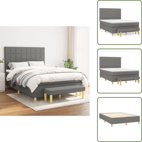 Letto con materasso - vidaXL Giroletto a Molle con Materasso Grigio Scuro 140x190 cm Tessuto - Panca multifunzionale