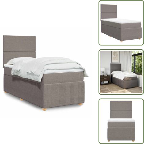 Letto con materasso - vidaXL Giroletto a Molle con Materasso Tortora 100x200 cm in Tessuto - Letto con doghe