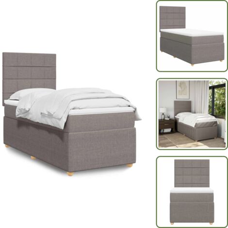 Letto con materasso - vidaXL Giroletto a Molle con Materasso Tortora 100x200 cm in Tessuto - Letto con doghe