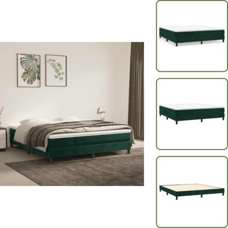 Letto con materasso - vidaXL Giroletto a Molle con Materasso Verde Scuro 160x200 cm Velluto - Letto con velluto