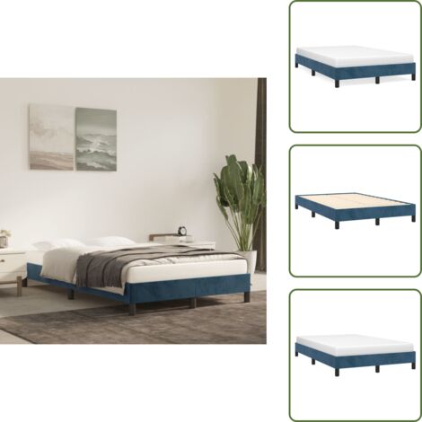 Letto con materasso - vidaXL Giroletto senza Materasso Blu Scuro 120x190 cm Velluto - Letto in legno