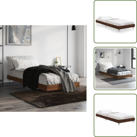 Letto con materasso - vidaXL Giroletto senza Materasso Rovere Marrone 75x190cm in Truciolato - Letto in truciolato