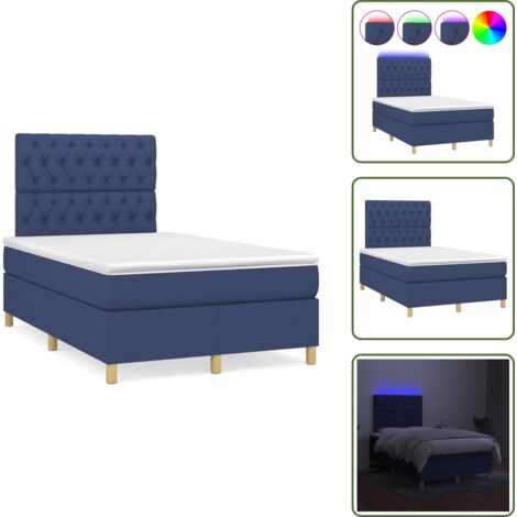 Letto con materasso - vidaXL Letto a Molle con Materasso e LED Blu 120x190 cm in Tessuto - Letto con testiera regolabile