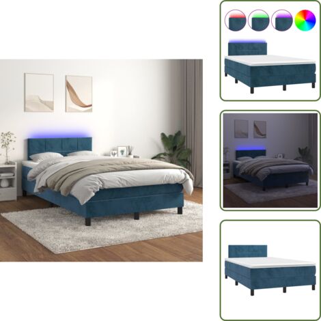 Letto con materasso - vidaXL Letto a Molle con Materasso e LED Blu Scuro 120x200cm - Letto con testiera regolabile
