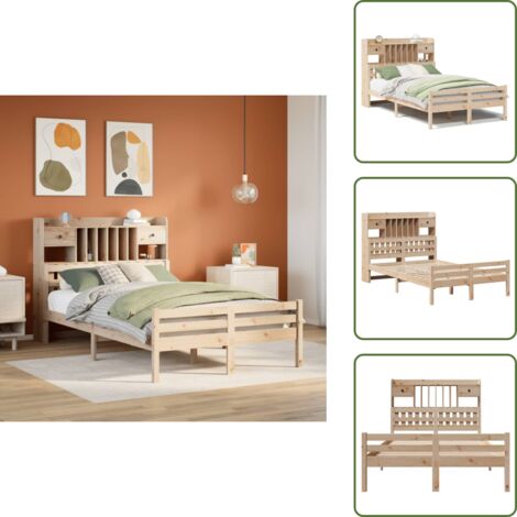 Letto con materasso - vidaXL Letto Libreria senza Materasso 135x190 cm in Legno di Pino - Letto con base a doghe