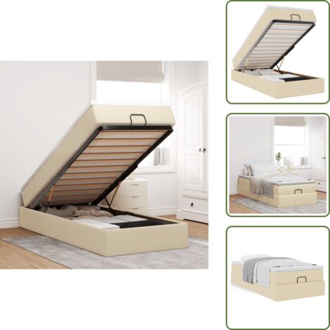Letto con materasso - vidaXL Struttura Letto Pouf con Materasso Crema 90x200 cm in Tessuto - Coprimaterasso