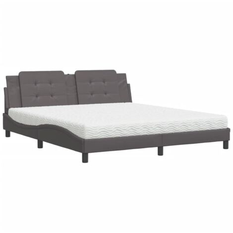 Letto con Materasso Zadar Grigio 180x200 cm in Similpelle vidaXL