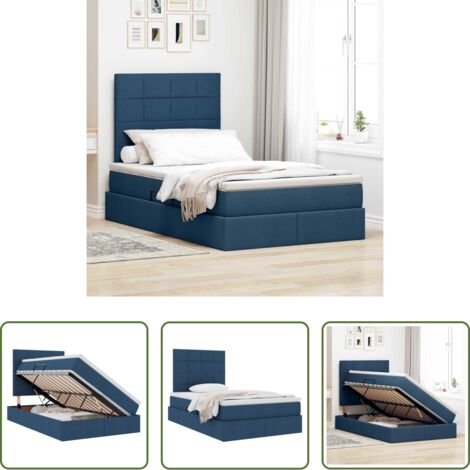 Letto con meccanismo idraulico -  Letto con contenitore e materasso Blu 120 x 200 cm Poliestere