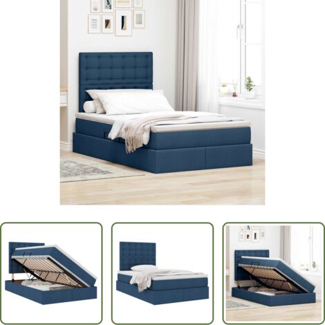 Letto con meccanismo idraulico -  Letto con contenitore e materasso Blu 120 x 200 cm Poliestere
