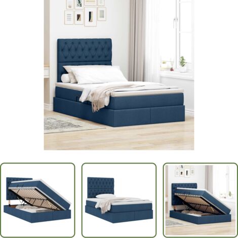 Letto con meccanismo idraulico -  Letto con contenitore e materasso Blu 120 x 200 cm Poliestere