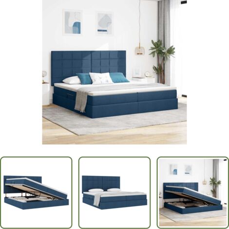 Letto con meccanismo idraulico -  Letto con contenitore e materasso Blu 200 x 200 cm Poliestere