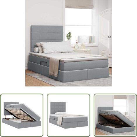 Letto con meccanismo idraulico -  Letto con contenitore e materasso Grigio chiaro 120 x 200 cm