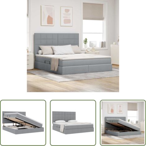 Letto con meccanismo idraulico -  Letto con contenitore e materasso Grigio chiaro 160 x 200 cm
