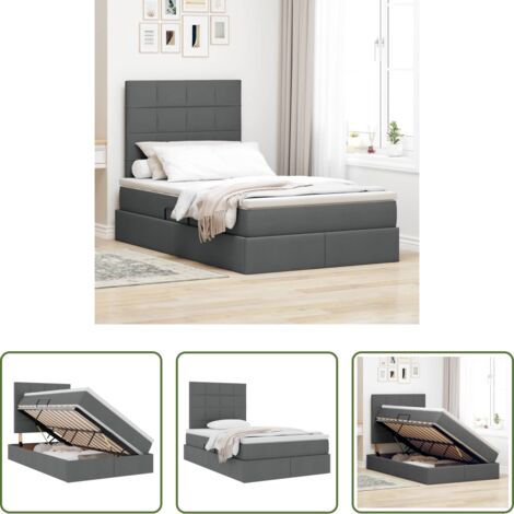 Letto con meccanismo idraulico -  Letto con contenitore e materasso Grigio scuro 120 x 200 cm