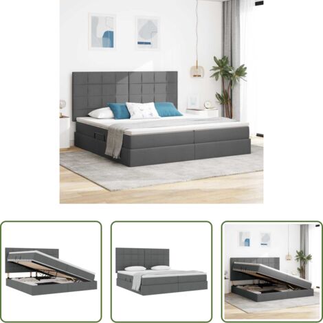 Letto con meccanismo idraulico -  Letto con contenitore e materasso Grigio scuro 200 x 200 cm