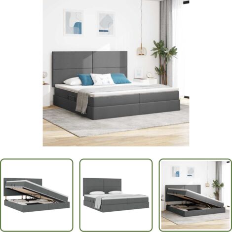 Letto con meccanismo idraulico -  Letto con contenitore e materasso Grigio scuro 200 x 200 cm