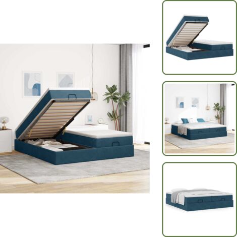 Letto con meccanismo idraulico - vidaXL Struttura Letto Pouf con Materassi 200x200 cm Velluto - Materasso morbido