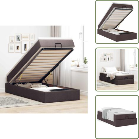 Letto con meccanismo idraulico - vidaXL Struttura Letto Pouf con Materasso 90x200 cm in Tessuto - Materasso morbido
