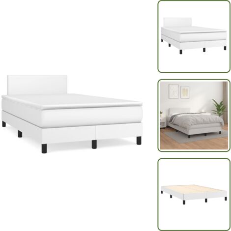 Letto con molle insacchettate - vidaXL Giroletto a Molle con Materasso Bianco 120x190 cm in Similpelle - Letto con similpelle