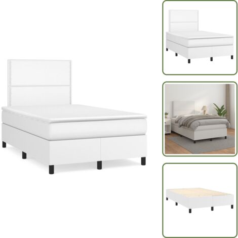 Letto con molle insacchettate - vidaXL Giroletto a Molle con Materasso Bianco 120x190 cm in Similpelle - Letto in similpelle