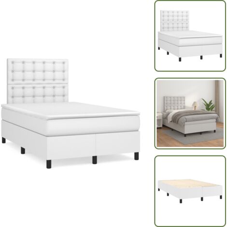 Letto con molle insacchettate - vidaXL Giroletto a Molle con Materasso Bianco 120x190 cm in Similpelle - Letto in similpelle