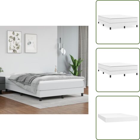 Letto con molle insacchettate - vidaXL Giroletto a Molle con Materasso Bianco 140x190 cm in Similpelle - Letto con similpelle