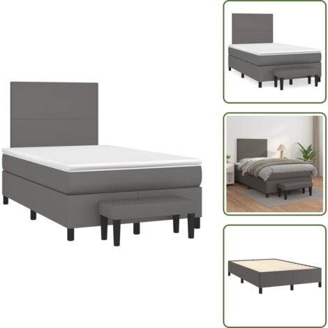 Letto con molle insacchettate - vidaXL Giroletto a Molle con Materasso Grigio 120x190 cm in Similpelle - Letto con similpelle
